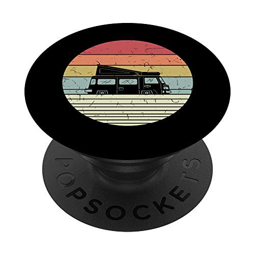 Retro Van Bus In The Sun Vintage Vanlife Camping Motorhome PopSockets Grip and Stand for Phones and Tablets
