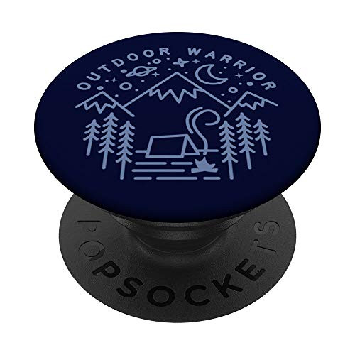 Camping Outdoor Warrior Line Art Hiking Gift PopSockets Grip and Stand for Phones and Tablets