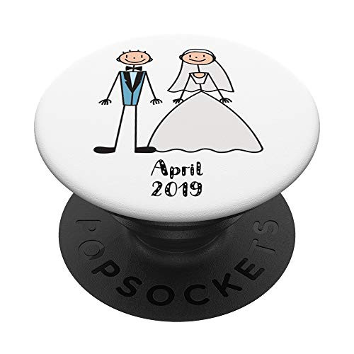 Bride and Groom Gift April 2019 Wedding Love Marriage PopSockets Grip and Stand for Phones and Tablets