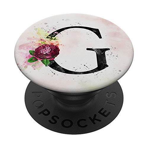 G Monogram Initial Letter G Floral Watercolor Art Design PopSockets Grip and Stand for Phones and Tablets