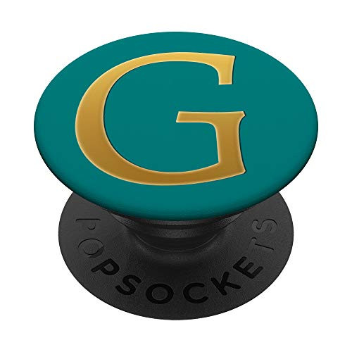 Golden Initial Letter G On Dark Teal PopSockets PopGrip Swappable Grip for Phones and Tablets