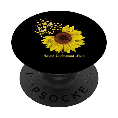 Autism Sunflower Autism Gift PopSockets PopGrip Swappable Grip for Phones and Tablets