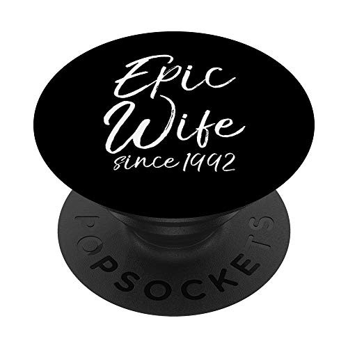 Matching 28th Anniversary Couples Gifts Epic Wife Since 1992 PopSockets Grip and Stand for Phones and Tablets