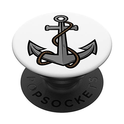 Grey Anchor Rope Graphic Sailor Boat Cruise Captain Gift PopSockets Grip and Stand for Phones and Tablets
