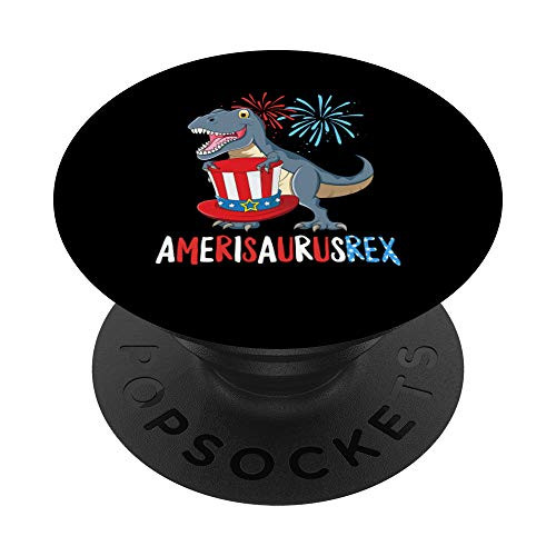 T Rex 4th of July Kids Girls Amerisaurus Dinosaur Patriotic PopSockets Grip and Stand for Phones and Tablets