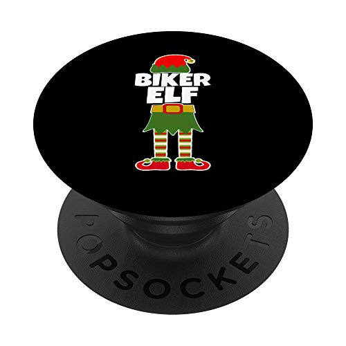 BIKER ELF Funny Motorcycle Bicycle Bike Christmas Design PopSockets Grip and Stand for Phones and Tablets