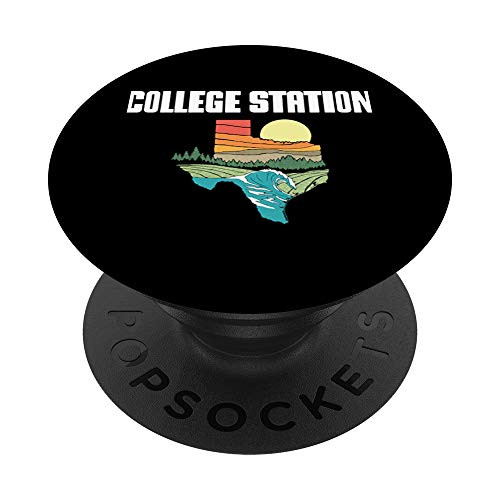 College Station Texas Outdoors Vintage Nature Retro Graphic PopSockets Grip and Stand for Phones and Tablets