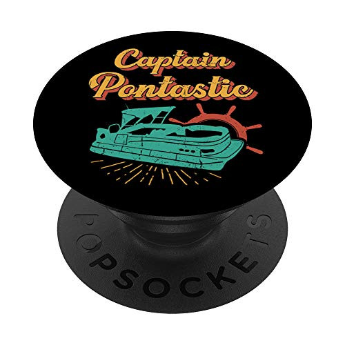 Captain Pontastic Pontooning Pontoon Boat Gift Yellow Green PopSockets Grip and Stand for Phones and Tablets