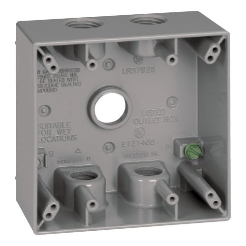 Sigma Electric 14351-5 1/2-Inch 5 Hole 2-Gang Box, Grey