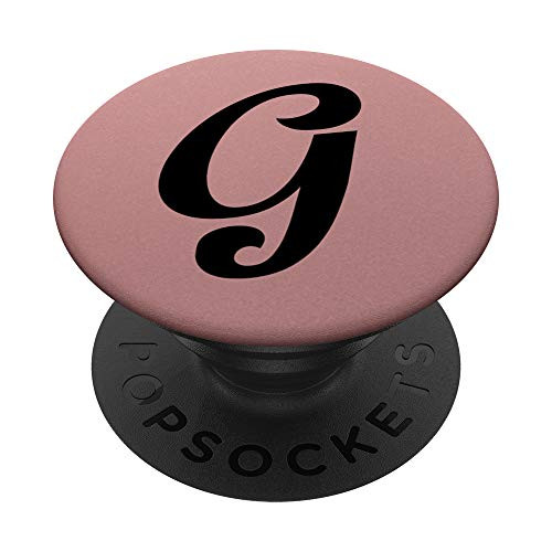 Monogram G - Rose Pink and Black - Initial Series PopSockets Grip and Stand for Phones and Tablets