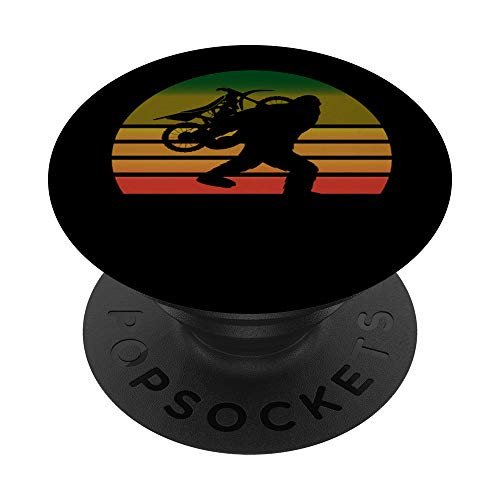 Bigfoot Dirt Bike Motocross Silhouette Retro Style Sun PopSockets Grip and Stand for Phones and Tablets