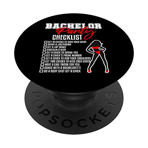 Bachelor Party Checklist Funny Groom Wedding Party Gift PopSockets Grip and Stand for Phones and Tablets Bachelor Party Checklist Funny Groom Wedding Party Gift PopSockets Grip and Stand for Phones and Tablets