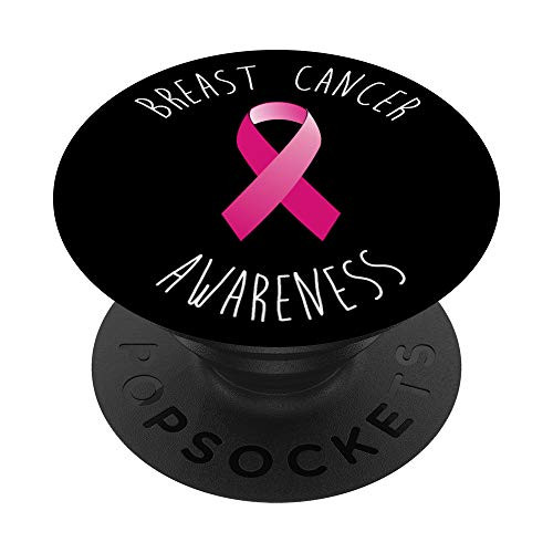 Breast Cancer Awareness Month Gift October Pink Ribbon Women PopSockets Grip and Stand for Phones and Tablets