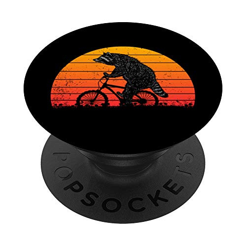 Bike Cute Animal Lover Retro Biker Racoon PopSockets Grip and Stand for Phones and Tablets