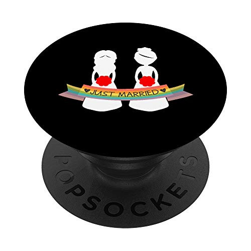 Just Married Brides Rainbow Lesbian Honeymoon PopSockets Grip and Stand for Phones and Tablets Just Married Brides Rainbow Lesbian Honeymoon PopSockets Grip and Stand for Phones and Tablets
