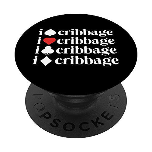 I Love Cribbage Shirt Women Card Game Player Mother Gift PopSockets Grip and Stand for Phones and Tablets