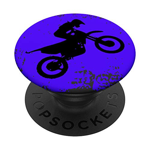 motocross dirt bike motorcycle rider distressed blue design PopSockets Grip and Stand for Phones and Tablets