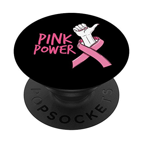 Cute power hand pink ribbon Breast cancer awareness month PopSockets Grip and Stand for Phones and Tablets