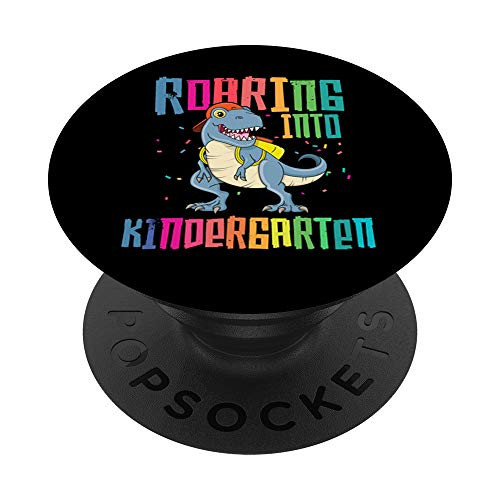 Roaring Into Kindergarten T Rex Back to School Boy Dinosaur PopSockets Grip and Stand for Phones and Tablets