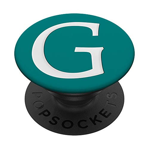 Silver White Initial Letter G On Dark Teal PopSockets PopGrip Swappable Grip for Phones and Tablets