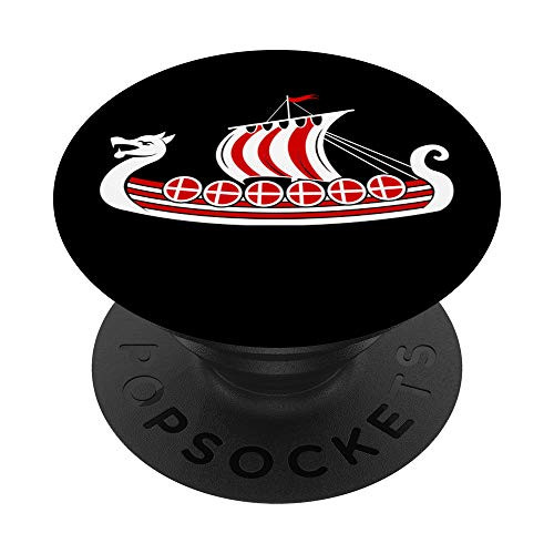 Danish Viking Ship Gift Denmark Flag Dansk Dragon Boat PopSockets PopGrip Swappable Grip for Phones and Tablets