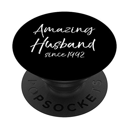 28th Anniversary Gift from Wife Amazing Husband Since 1992 PopSockets Grip and Stand for Phones and Tablets
