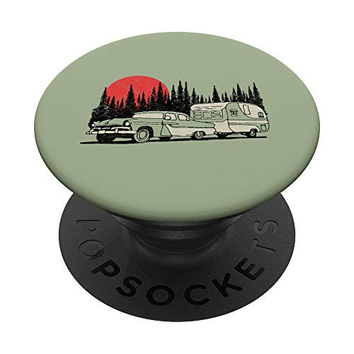 Camper and Old Car Retro Camping Great Outdoors PopSockets Grip and Stand for Phones and Tablets