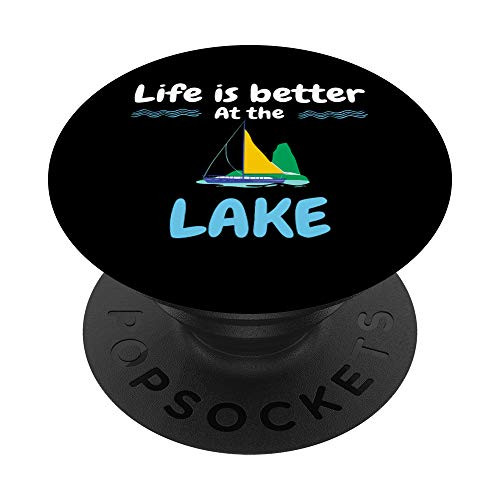 Life Is Better At The Lake Pontoon Boat PopSockets Grip and Stand for Phones and Tablets