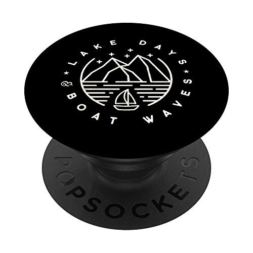 Lake Days and boat waves camping boating T Shirt PopSockets PopGrip Swappable Grip for Phones and Tablets