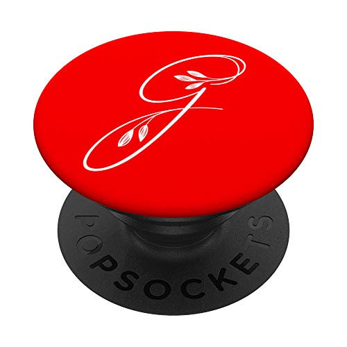 Initial G Flower Bright Red Phone Case Red Floral Letter G PopSockets Grip and Stand for Phones and Tablets