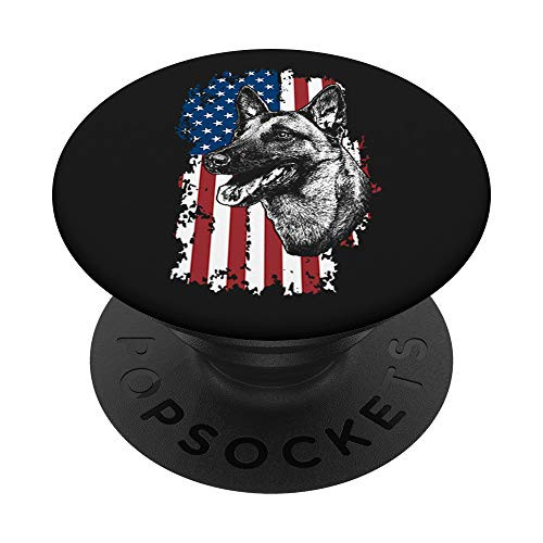 American Flag Belgian Malinois K-9 Police Dog Unit PopSockets PopGrip Swappable Grip for Phones and Tablets