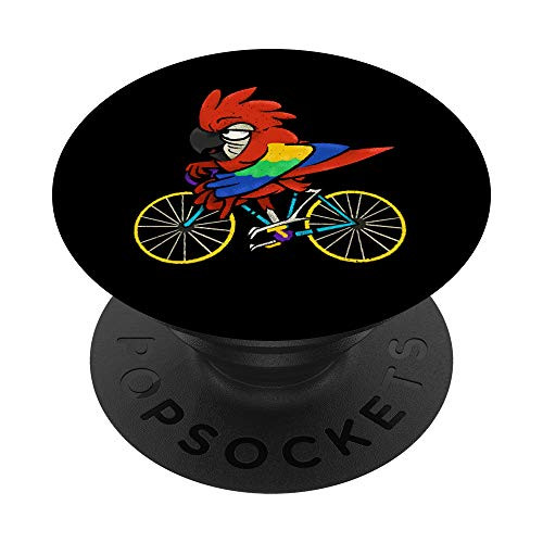 Parrot Riding A Bike - Funny Bird Owner and Bicycle Rider Gift PopSockets Grip and Stand for Phones and Tablets