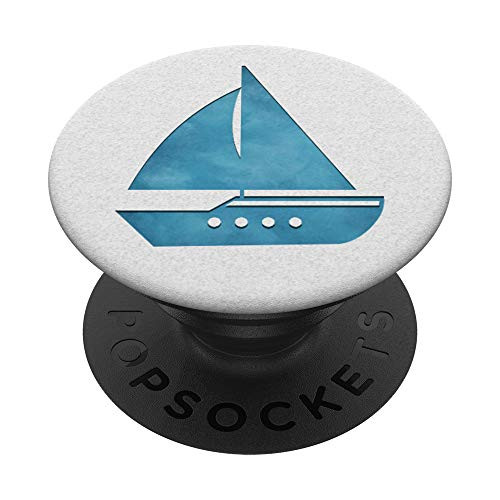 Vintage Blue Sailboat Nautical Design On White PopSockets PopGrip Swappable Grip for Phones and Tablets