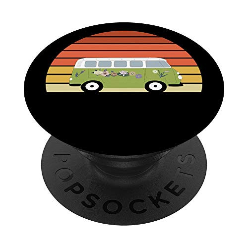 Hippie Bus Van - Peace and Love - 70s Series PopSockets PopGrip Swappable Grip for Phones and Tablets