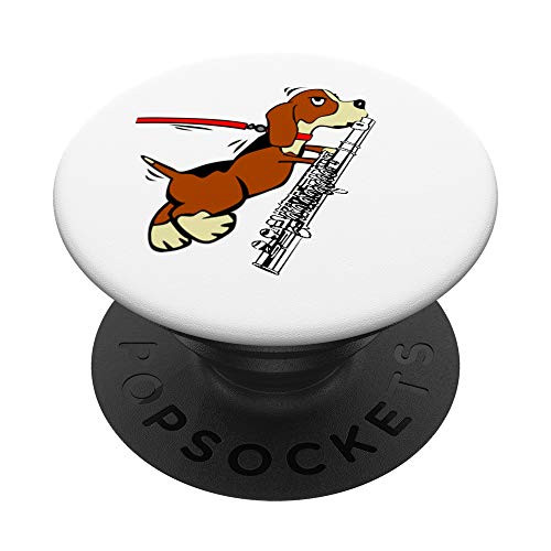 Funny Dog Playing Flute Woodwind Instrument PopSockets Grip and Stand for Phones and Tablets