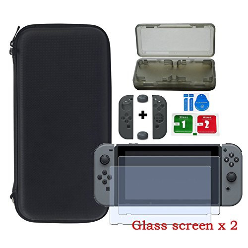 Spake Nintendo Switch Carrying Case, Spake Nintendo Switch Carrying Game Traveler Deluxe Travel Case with Screen Protector(2PCS) and soft card for Nintendo Switch 2017