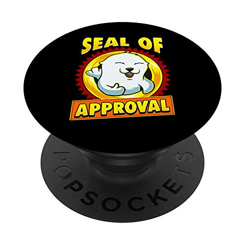 Cute and Funny Seal Of Approval Baby Seal Cub Pun PopSockets PopGrip Swappable Grip for Phones and Tablets