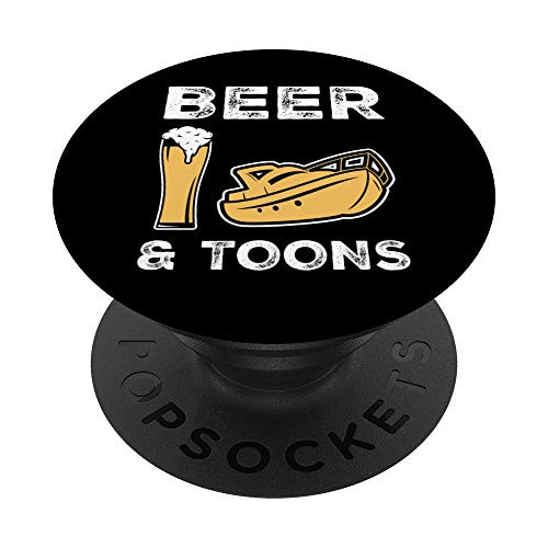 Pontoon Boat Toons Beer Drinking PopSockets Grip and Stand for Phones and Tablets