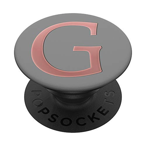 Golden Rose Pink Initial Letter G On Light Grey PopSockets PopGrip Swappable Grip for Phones and Tablets