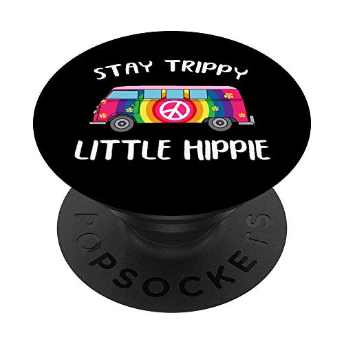 Stay Trippy Little Hippie Van Vintage Peace Sign Camping PopSockets Grip and Stand for Phones and Tablets