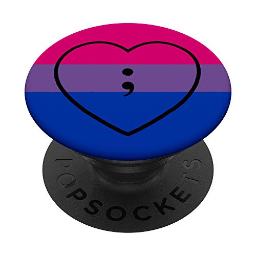 Semicolon Suicide Prevention Awareness LGBT Bisexual Flag PopSockets PopGrip Swappable Grip for Phones and Tablets