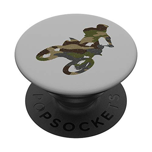 Camo Dirt Bike  Camouflage Motocross  Racing PopSockets Grip and Stand for Phones and Tablets