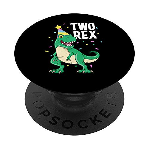 Two Rex 2nd Birthday Boy T-Rex Dinosaur Party Happy Second PopSockets Grip and Stand for Phones and Tablets