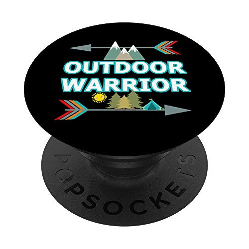 Outdoor Warrior Cute Camping Hiking Gift Road Trip Camper PopSockets Grip and Stand for Phones and Tablets