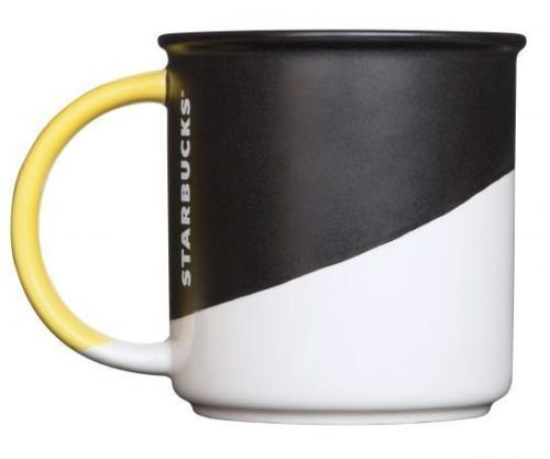 Black Angle Dipped Ceramic Coffee Cup Mug, 12 Fl Oz