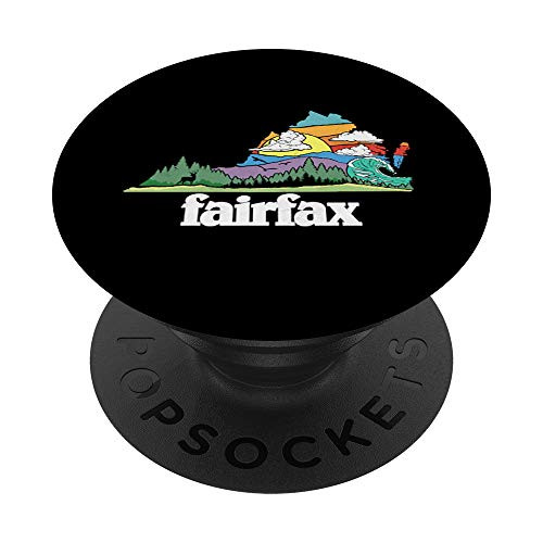 Fairfax Virginia Outdoors and Nature Lover Retro 80s Graphic PopSockets Grip and Stand for Phones and Tablets