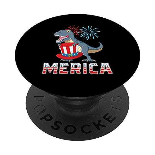 T Rex Merica Kids American Dinosaur 4th of July Patriotic PopSockets PopGrip Swappable Grip for Phones and Tablets T Rex Merica Kids American Dinosaur 4th of July Patriotic PopSockets PopGrip Swappable Grip for Phones and Tablets