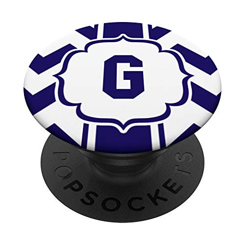 Blue Monogrammed Letter G Initial Monogram PopSockets Grip and Stand for Phones and Tablets