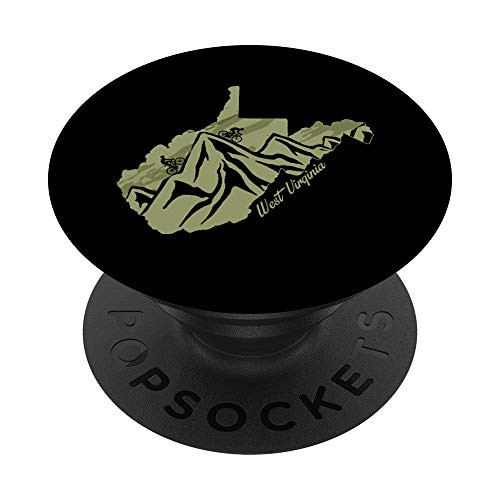 West Virginia Mountain Bike Riding WV Biking State Map MTB PopSockets Grip and Stand for Phones and Tablets West Virginia Mountain Bike Riding WV Biking State Map MTB PopSockets Grip and Stand for Phones and Tablets