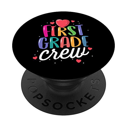 First Grade Crew Back to School Teacher 1st Team Rainbow PopSockets Grip and Stand for Phones and Tablets